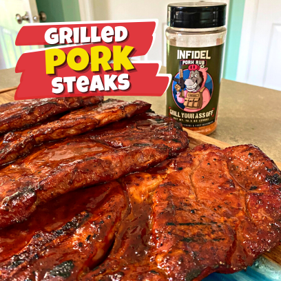 Grilled pork steak, BBQ recipe, BBQ, Grilling, Pork Steak, Steak, Pork, BBQ Sauce, Pork Rub, Marinade, BBQ Glaze, Grilling Style, Outdoor Cooking, Cookout, Cooking, Home Cooking, Family Recipe, BBQ Recipes