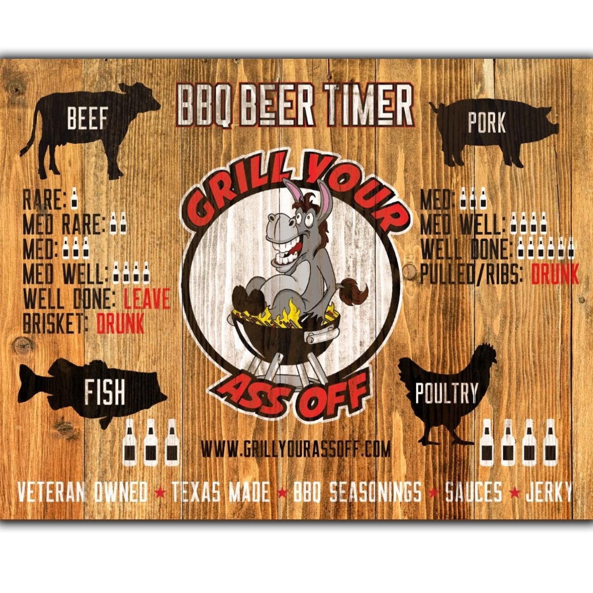 Grill Your Ass Off BBQ Beer Timer Magnet