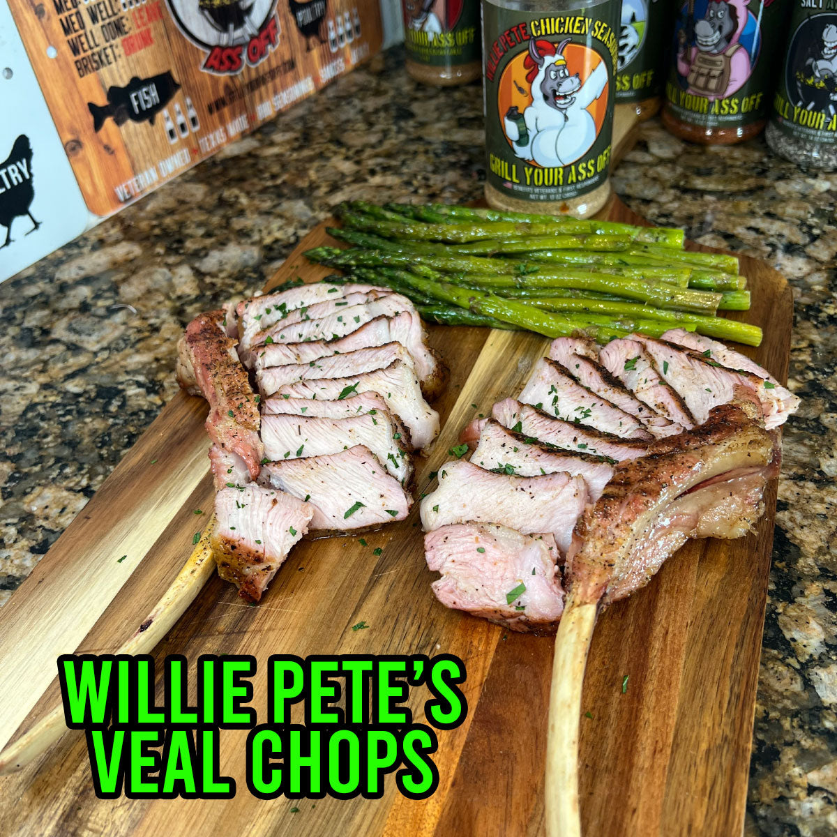 Veal Chops,  Willie Pete Chicken Seasoning , Smoked Veal Chops , Beef