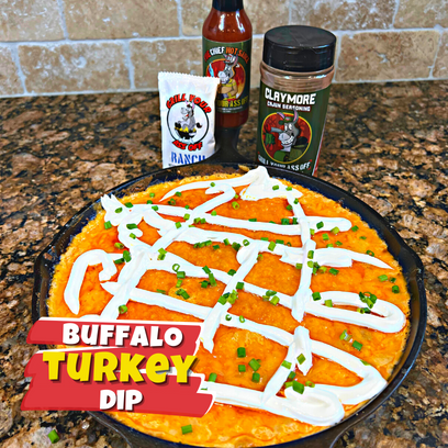 Smoked Turkey, Buffalo Dip, Dip, Turkey, Smoked Cheese, Turkey Dip, Cajun, Cream Cheese, Fire Chief Hot Sauce, Buffalo Sauce, Claymore Cajun, Cheddar, Cheese
