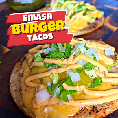 Smash Burger Tacos, Burger Taco Fusion, Gourmet Taco Recipe, Cheeseburger Tacos, Tacos, Taco Burger, Burger Sauce, Donkey Dong, Juicy Beef, Taco Melts, Tex-Mex, American Cheese Tacos, Burger Wraps