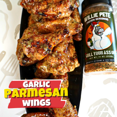 Smoked chicken wings, Garlic Parmesan wings, game-day food, appetizer, grilled chicken wings, chicken wings recipe, parmesan, garlic, garlic parmesan chicken wings, homemade sauce, Game-day snack ideas, Party-perfect appetizer, Super Bowl, Game Day