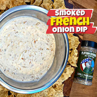 Smoked French Onion Dip, Easy onion dip, Homemade French onion dip, party snack, super Bowl, Appetizer