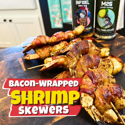 Lemon Pepper Shrimp, Bacon-Wrapped Shrimp, BBQ Bacon-Wrapped Shrimp, Summer cookout recipes, Honey Habanero Shrimp, How to Make Bacon Shrimp Skewers