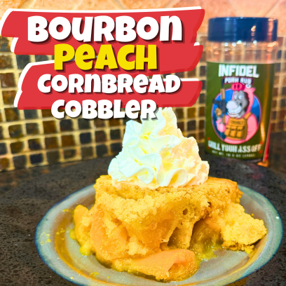 Bourbon Peach Cornbread Cobbler