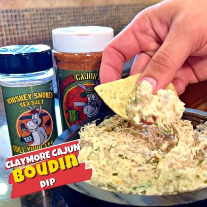 Creamy and Cheesy Boudin Dip made with our Claymore Cajun Seasoning