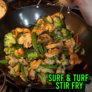Surf & Turf Stir Fry (Chicken and Shrimp) Healthy Dish!