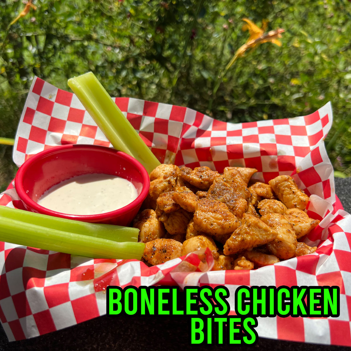 Homemade Boneless Buffalo Bites seasoned with Crispy's Mango Habanero and Willie Pete Chicken Seasoning