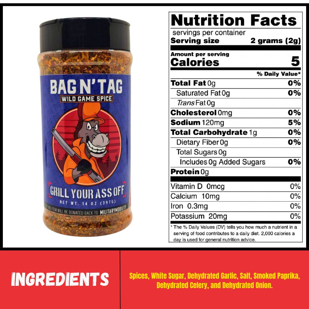 Bag N' Tag Wild Game Spice — Grill Your Ass Off