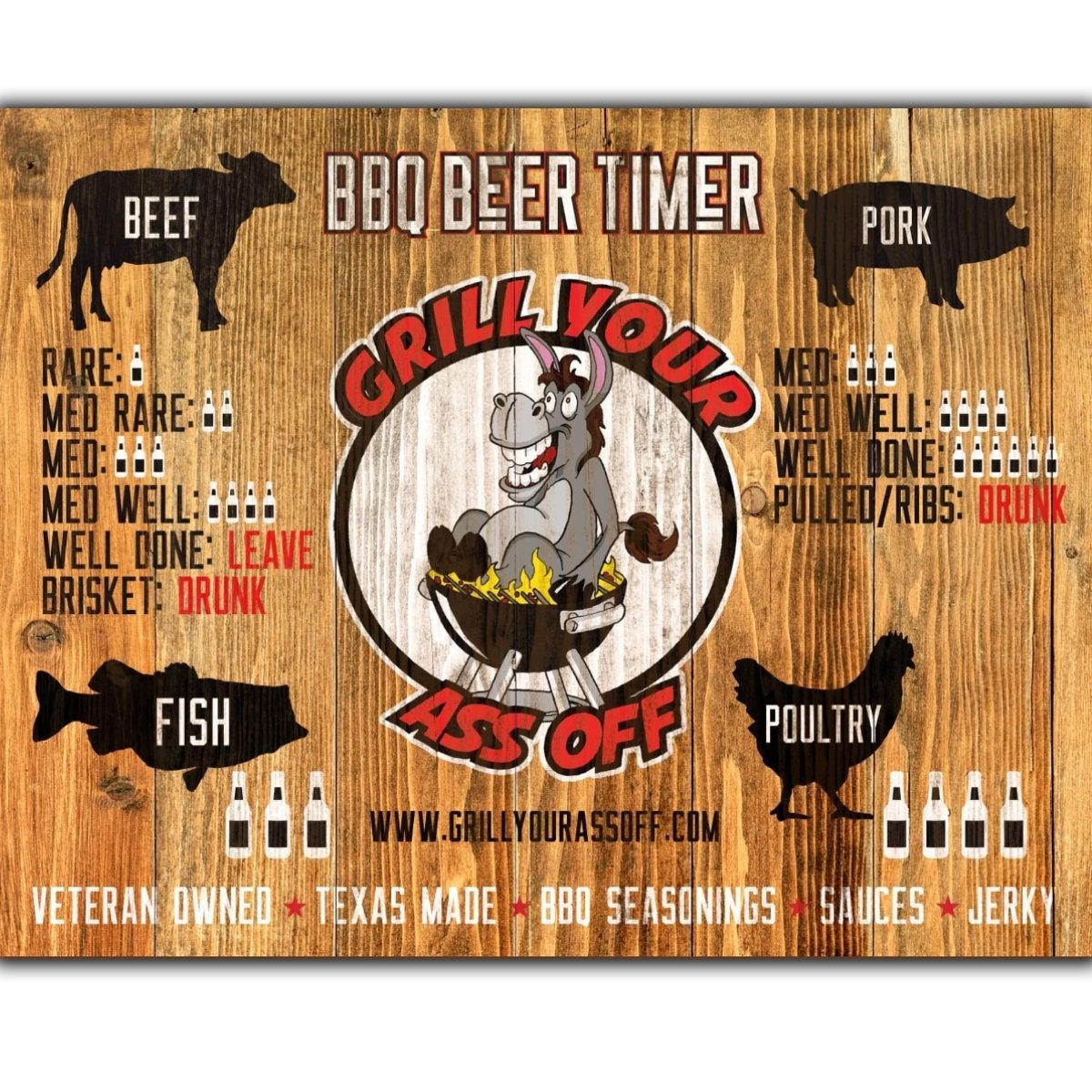 BBQ BEER TIMER MAGNET * - Grill Your Ass Off